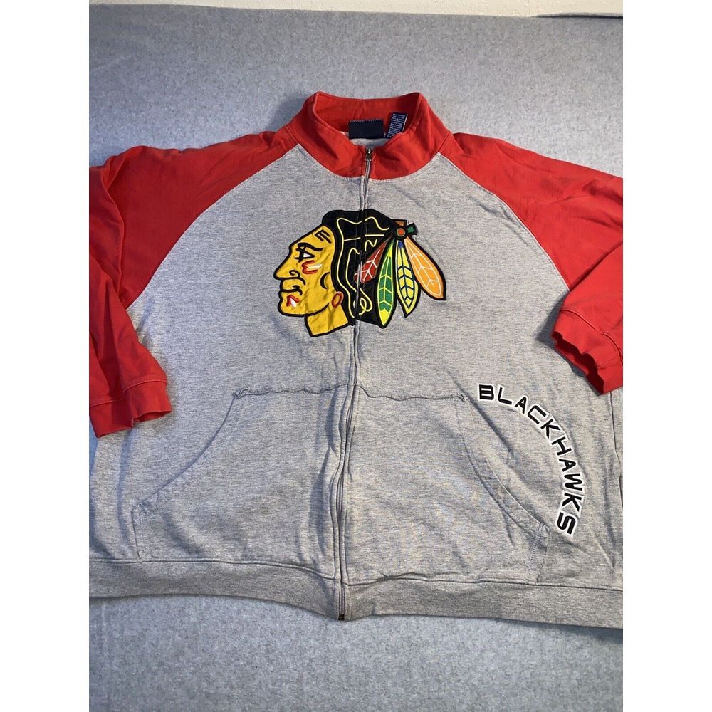 Blueline Blackhawks Hockey Track Jacket Full‎ Zip Gray Mens 2XL